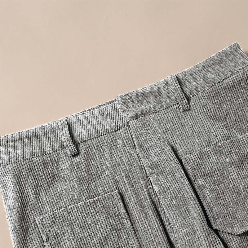Nimara Ritual Plain Corduroy Polyester Women's Buttons Wide Leg Pants With Pockets