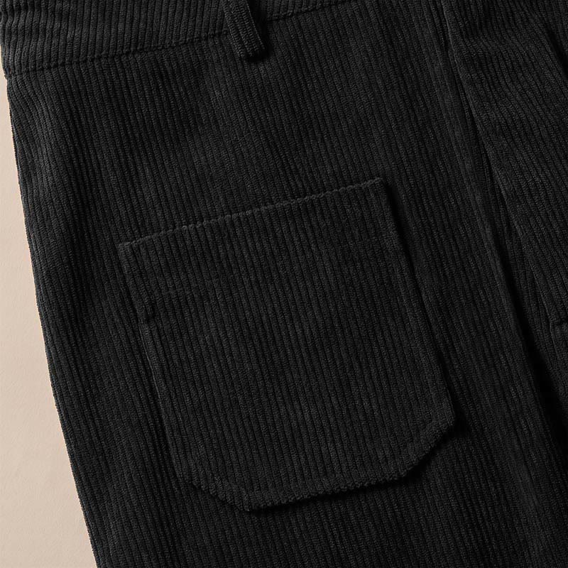 Nimara Ritual Plain Corduroy Polyester Women's Buttons Wide Leg Pants With Pockets