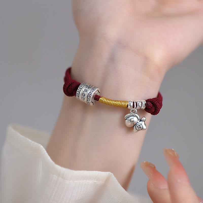 Nimara Ritual 999 Sterling Silver Year Of The Horse Lucky Bead Protection Red Rope Bracelet