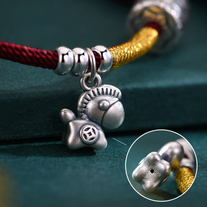Nimara Ritual 999 Sterling Silver Year Of The Horse Lucky Bead Protection Red Rope Bracelet