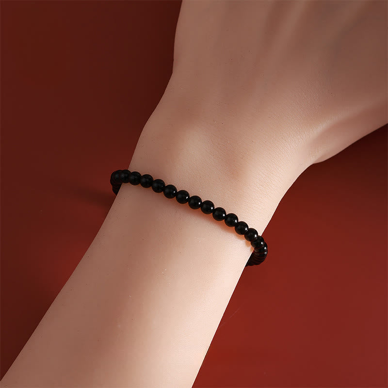 Nimara Ritual Year Of The Horse 925 Sterling Silver Natural Black Obsidian Strength Bracelet