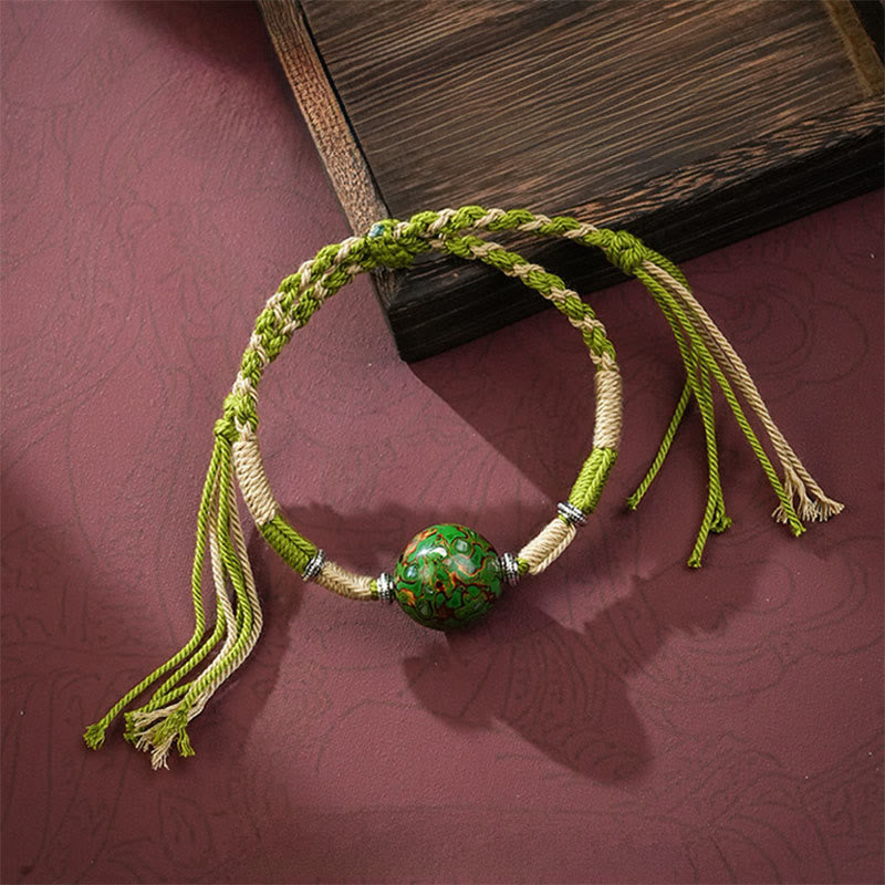 Nimara Ritual Lacquer Craft Bead Multicolored Braided String Bracelet