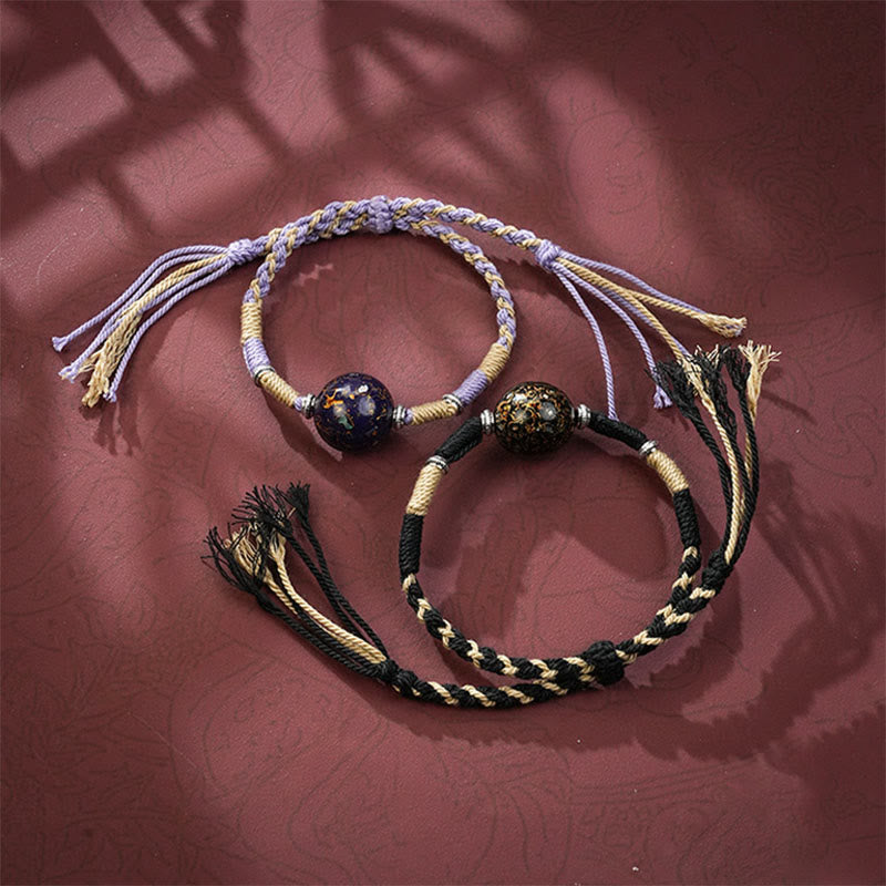 Nimara Ritual Lacquer Craft Bead Multicolored Braided String Bracelet