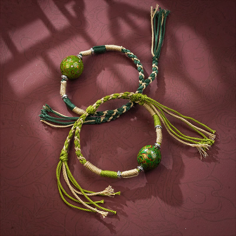 Nimara Ritual Lacquer Craft Bead Multicolored Braided String Bracelet