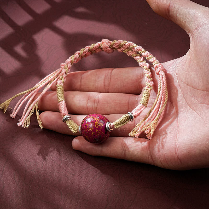 Nimara Ritual Lacquer Craft Bead Multicolored Braided String Bracelet
