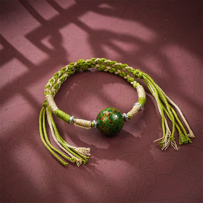 Nimara Ritual Lacquer Craft Bead Multicolored Braided String Bracelet