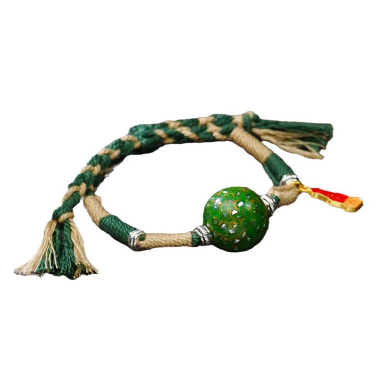 Nimara Ritual Lacquer Craft Bead Multicolored Braided String Bracelet