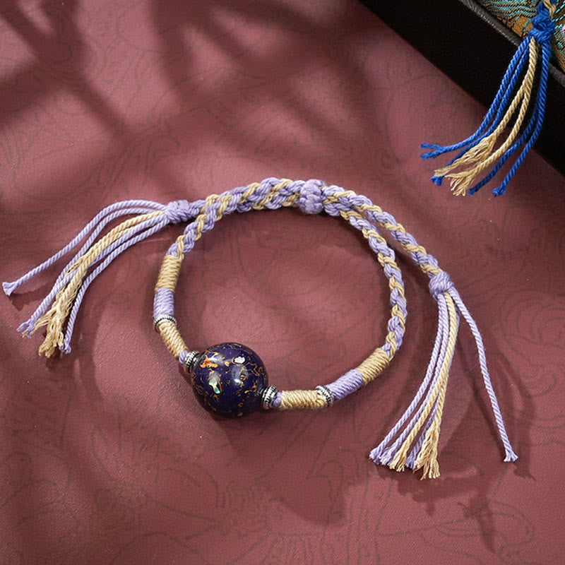 Nimara Ritual Lacquer Craft Bead Multicolored Braided String Bracelet