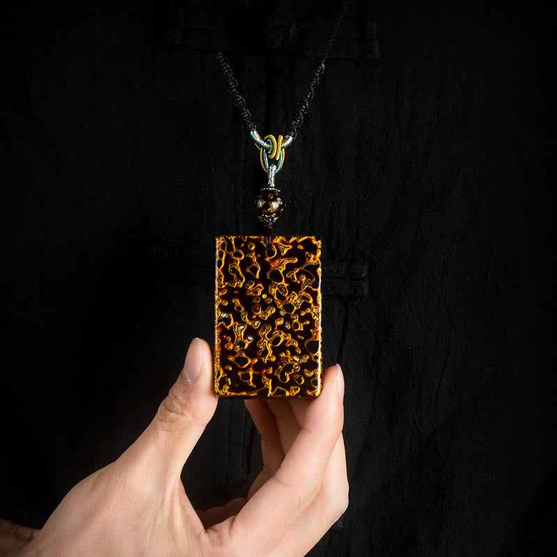 Nimara Ritual Handcrafted Lacquer Craft Sandalwood Protection Pendant Necklace