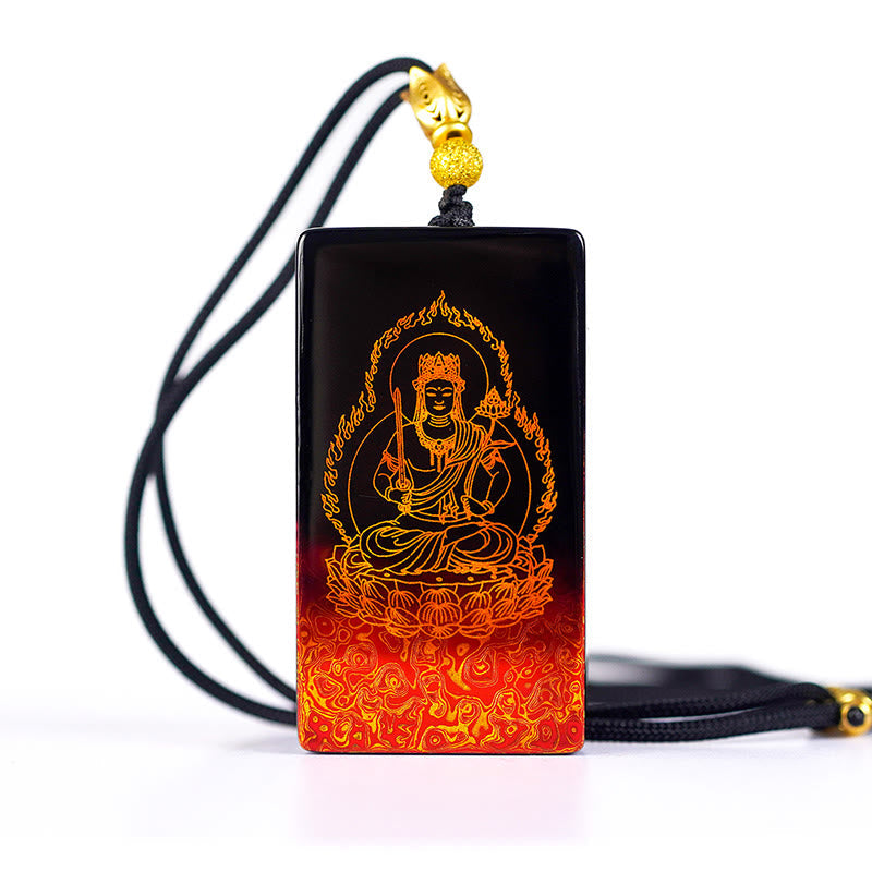 Nimara Ritual Chinese Zodiac Natal Buddha Fu Character Lacquer Craft Sandalwood Pendant Necklace