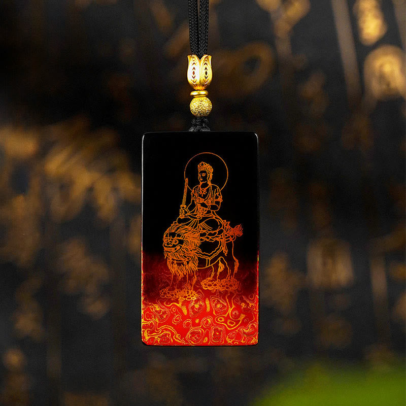 Nimara Ritual Chinese Zodiac Natal Buddha Fu Character Lacquer Craft Sandalwood Pendant Necklace
