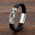 Nimara Ritual Leather horseshoe-Shaped Titanium Steel Balance Braided Magnetic Buckle Bracelet