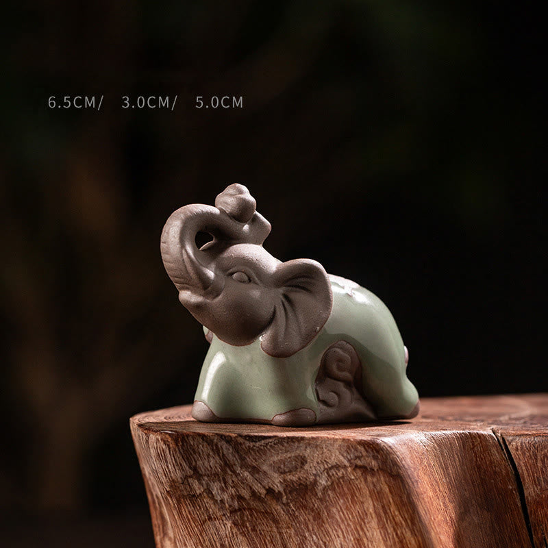 Nimara Ritual Small Elephant Statue Ceramic Strength Home Desk Decoration 6.5*3*5cm