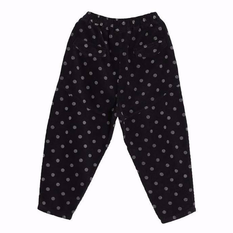 Nimara Ritual Women's Fall Commute Printing Dot Pattern Corduroy Harem Pants With Pockets