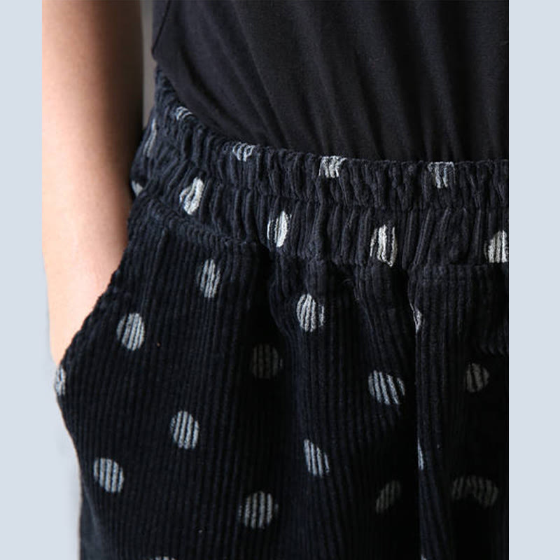 Nimara Ritual Women's Fall Commute Printing Dot Pattern Corduroy Harem Pants With Pockets