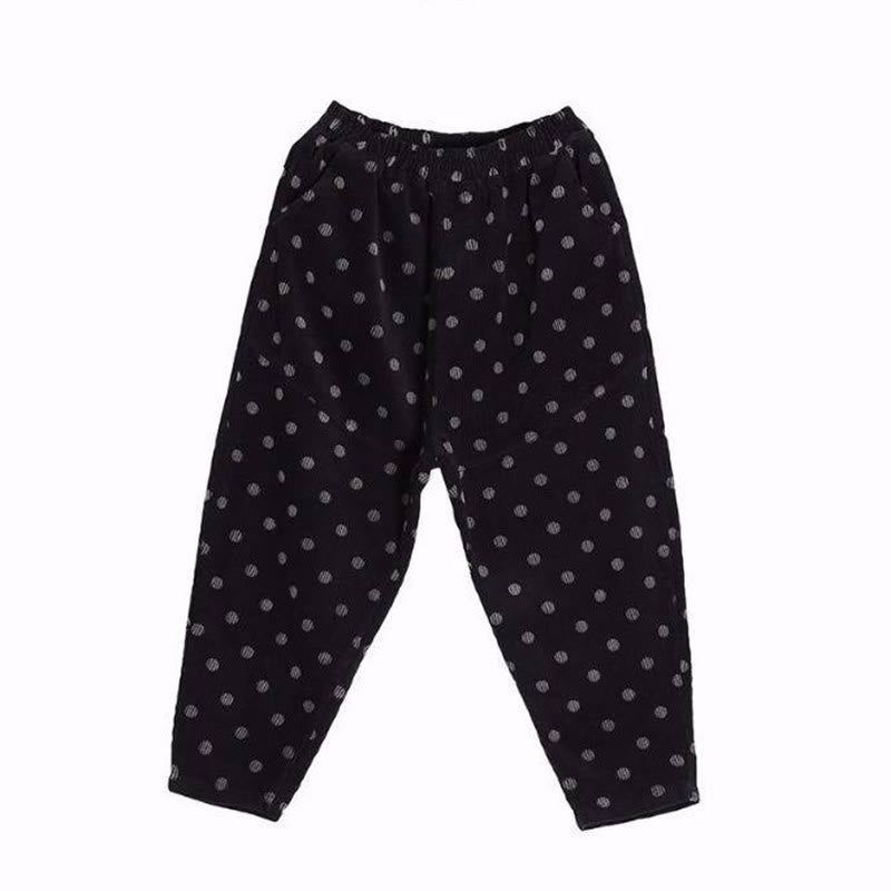 Nimara Ritual Women's Fall Commute Printing Dot Pattern Corduroy Harem Pants With Pockets