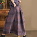 Nimara Ritual Women's Winter Plaid Pattern Thermal 7-8 Length Skirt With Pockets