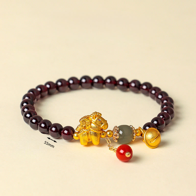 Nimara Ritual Year Of The Horse Garnet Fu Character Lucky Fortune Charm Protection Bracelet