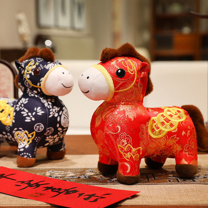 Nimara Ritual Year of the Horse Copper Coins Plush Doll Home Decoration