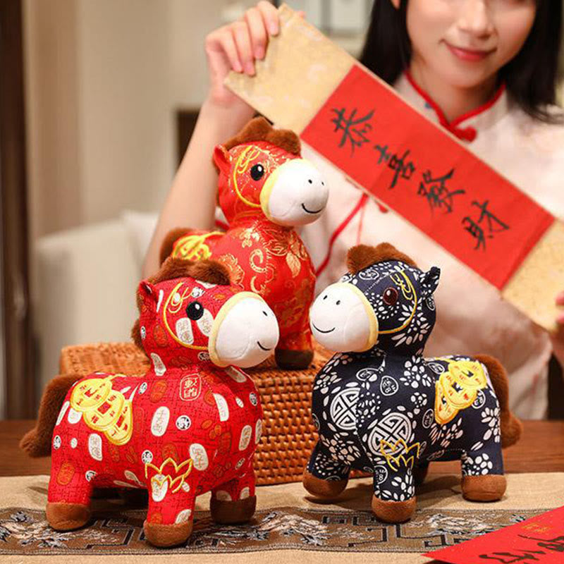 Nimara Ritual Year of the Horse Copper Coins Plush Doll Home Decoration