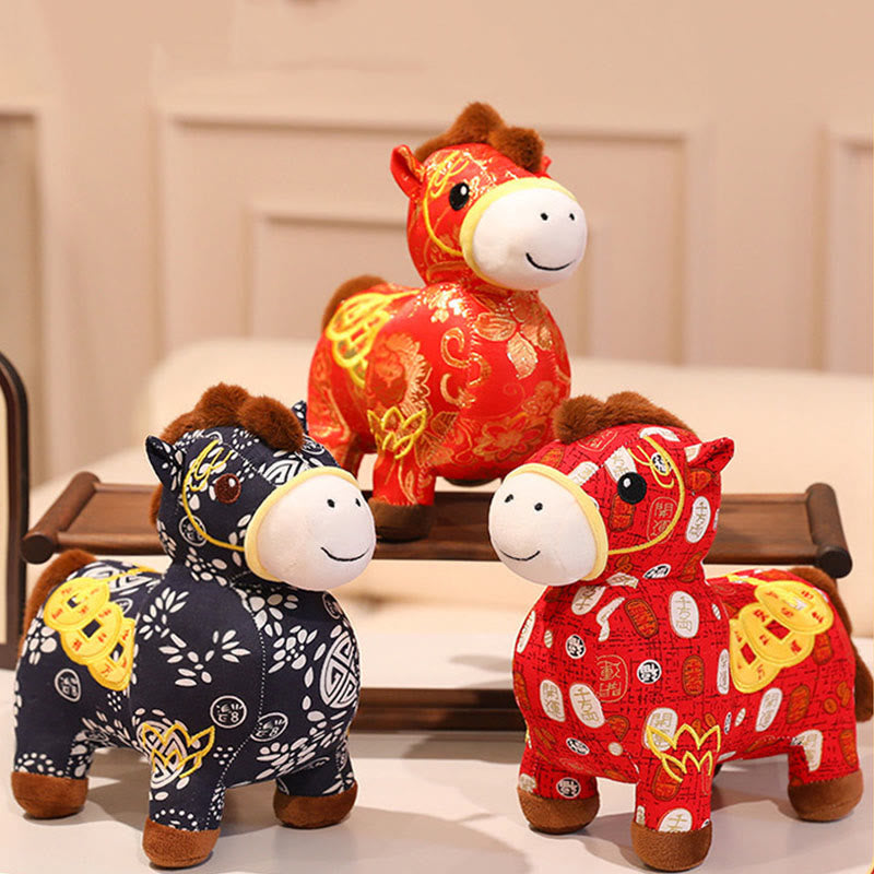 Nimara Ritual Year of the Horse Copper Coins Plush Doll Home Decoration