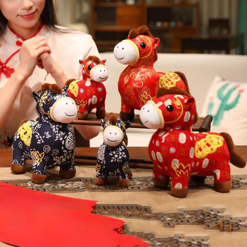 Nimara Ritual Year of the Horse Copper Coins Plush Doll Home Decoration