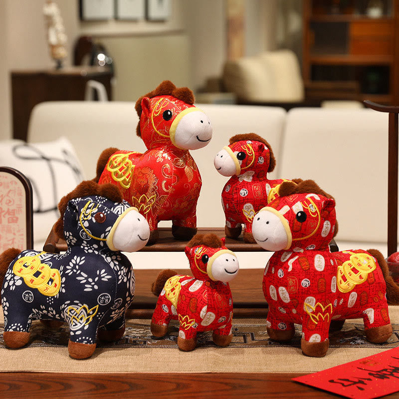 Nimara Ritual Year of the Horse Copper Coins Plush Doll Home Decoration