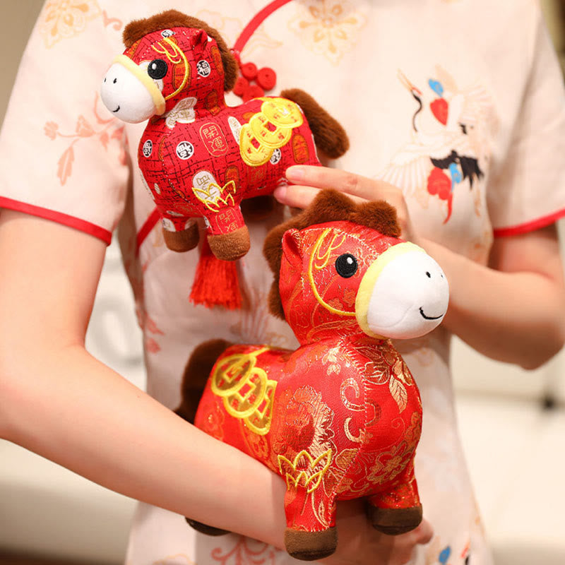 Nimara Ritual Year of the Horse Copper Coins Plush Doll Home Decoration