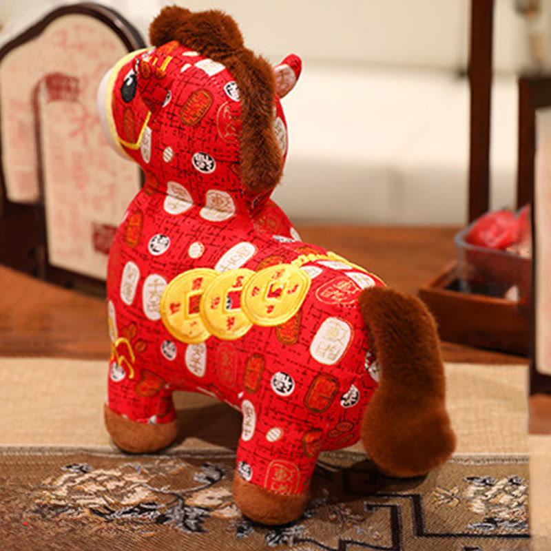Nimara Ritual Year of the Horse Copper Coins Plush Doll Home Decoration