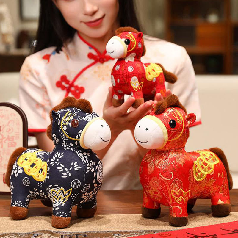 Nimara Ritual Year of the Horse Copper Coins Plush Doll Home Decoration