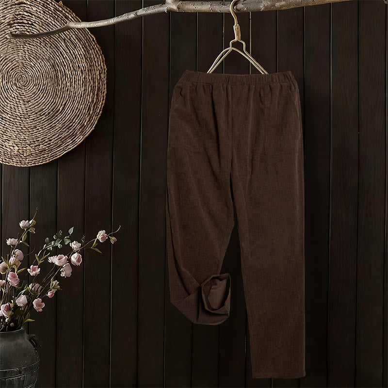 Nimara Ritual Women's Commute Pure Color Corduroy Pants With Pockets