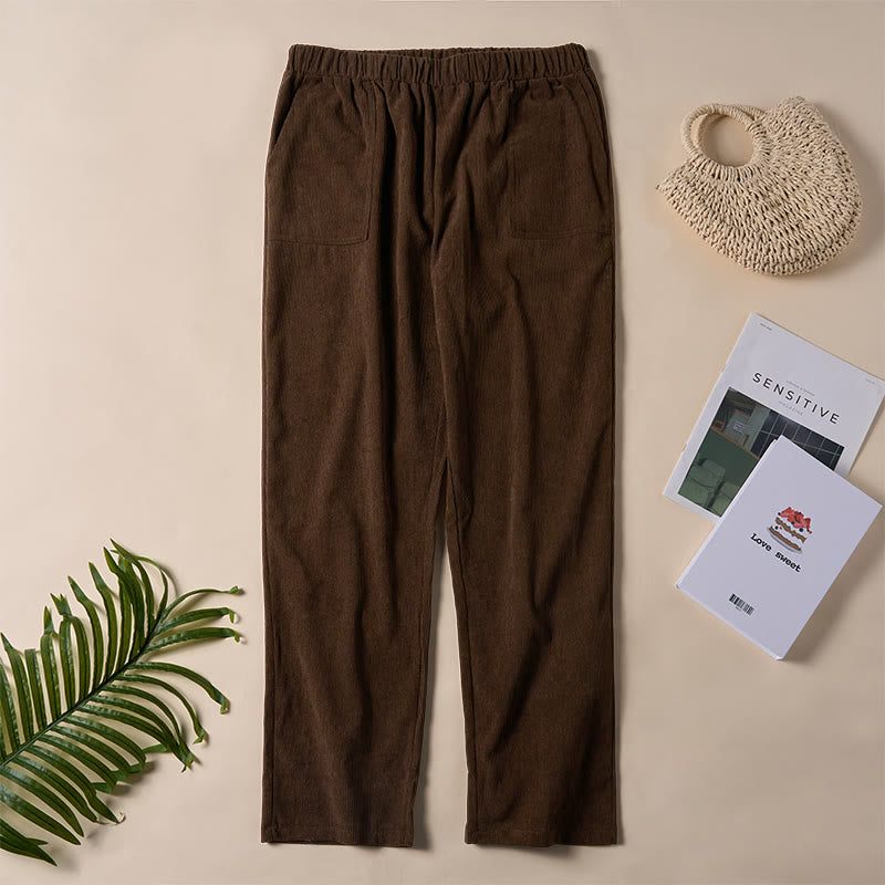 Nimara Ritual Women's Commute Pure Color Corduroy Pants With Pockets