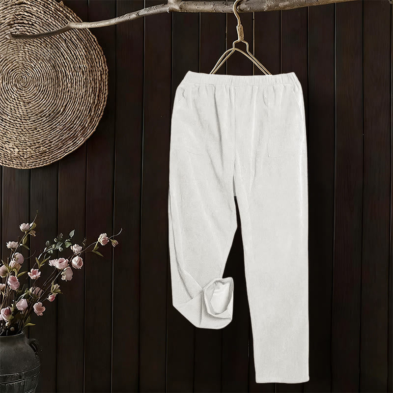Nimara Ritual Women's Commute Pure Color Corduroy Pants With Pockets