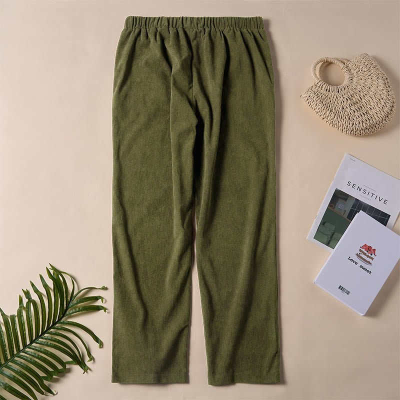 Nimara Ritual Women's Commute Pure Color Corduroy Pants With Pockets