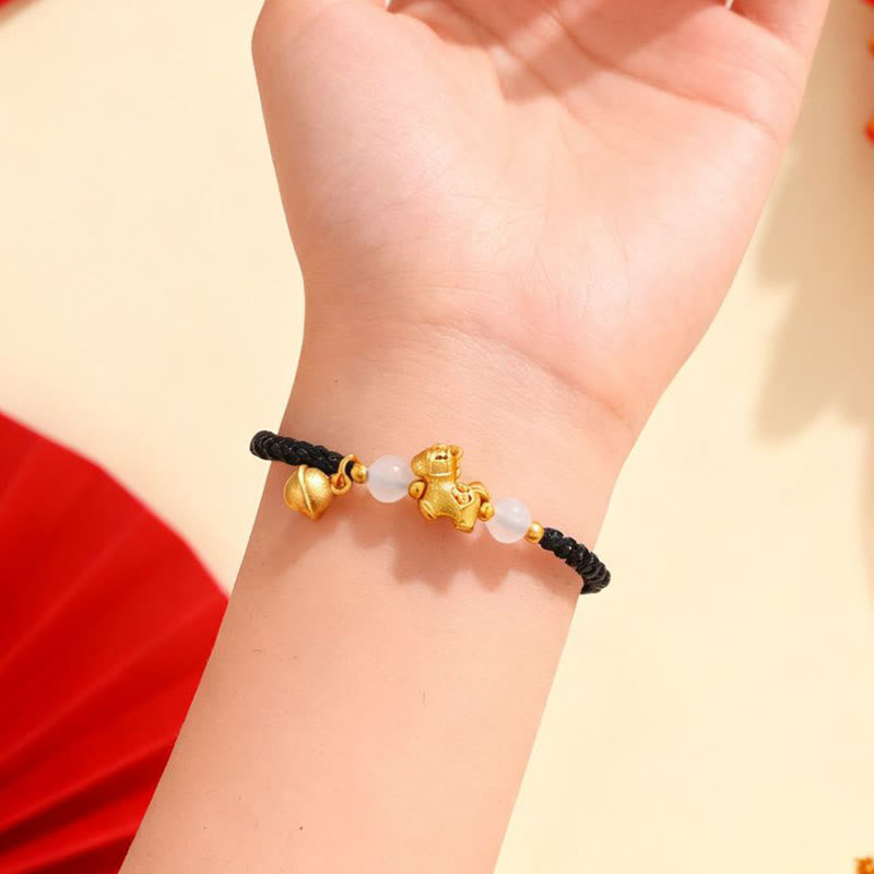 Nimara Ritual Year Of The Horse Red String White Agate Connection Braided Bracelet