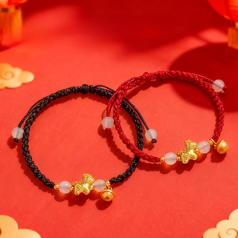 Nimara Ritual Year Of The Horse Red String White Agate Connection Braided Bracelet