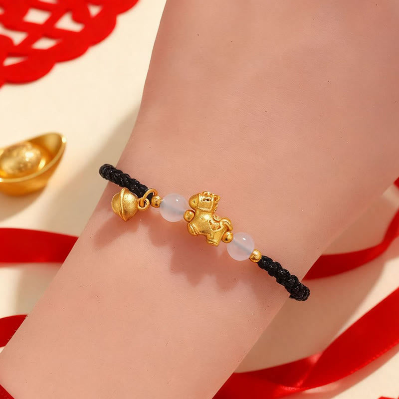 Nimara Ritual Year Of The Horse Red String White Agate Connection Braided Bracelet