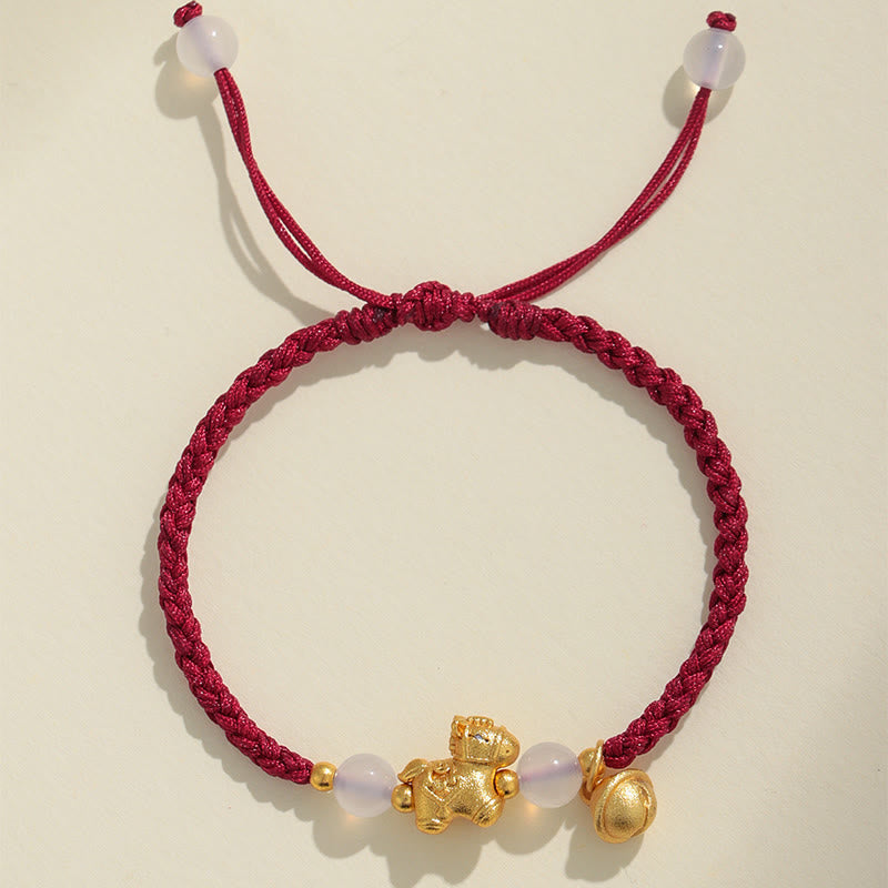 Nimara Ritual Year Of The Horse Red String White Agate Connection Braided Bracelet