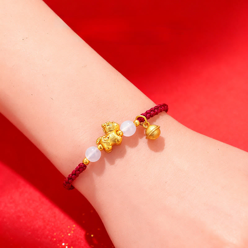 Nimara Ritual Year Of The Horse Red String White Agate Connection Braided Bracelet