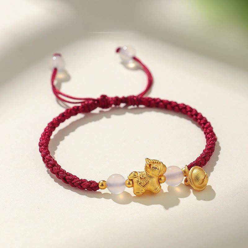 Nimara Ritual Year Of The Horse Red String White Agate Connection Braided Bracelet