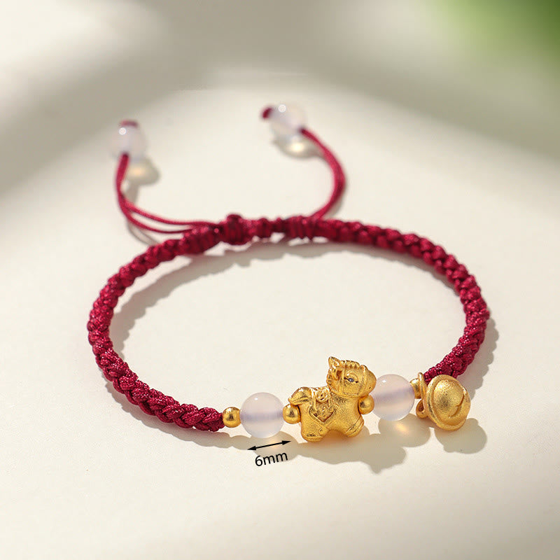 Nimara Ritual Year Of The Horse Red String White Agate Connection Braided Bracelet