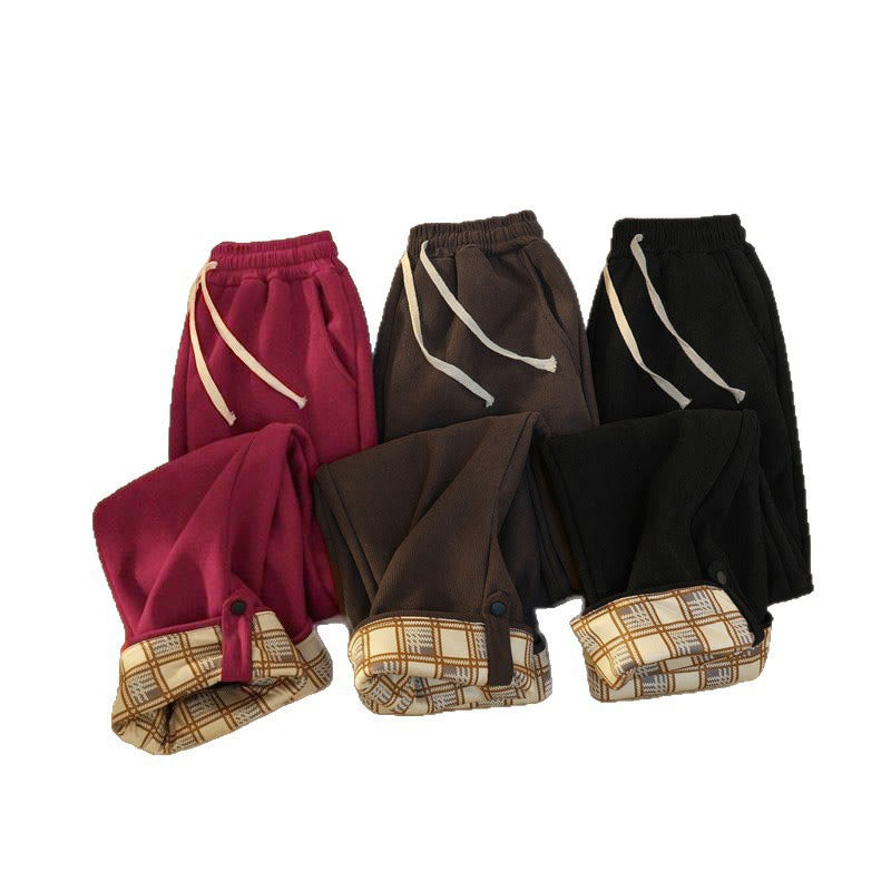 Nimara Ritual Women's Patchwork Cotton Corduroy Fleece-Lined Wide Leg Pants With Pockets