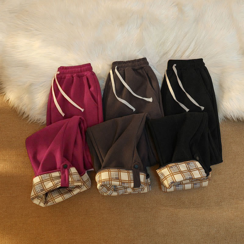Nimara Ritual Women's Patchwork Cotton Corduroy Fleece-Lined Wide Leg Pants With Pockets