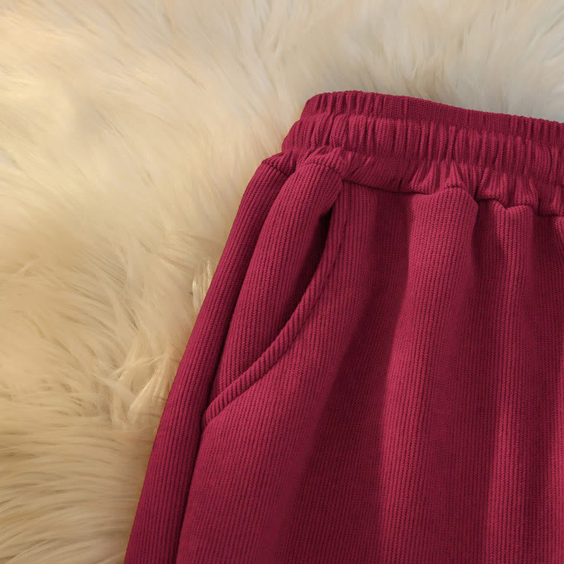 Nimara Ritual Women's Patchwork Cotton Corduroy Fleece-Lined Wide Leg Pants With Pockets