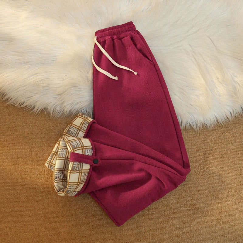 Nimara Ritual Women's Patchwork Cotton Corduroy Fleece-Lined Wide Leg Pants With Pockets