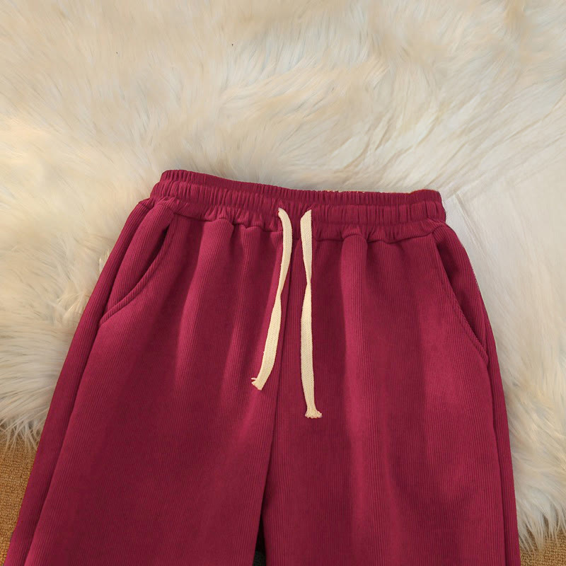 Nimara Ritual Women's Patchwork Cotton Corduroy Fleece-Lined Wide Leg Pants With Pockets