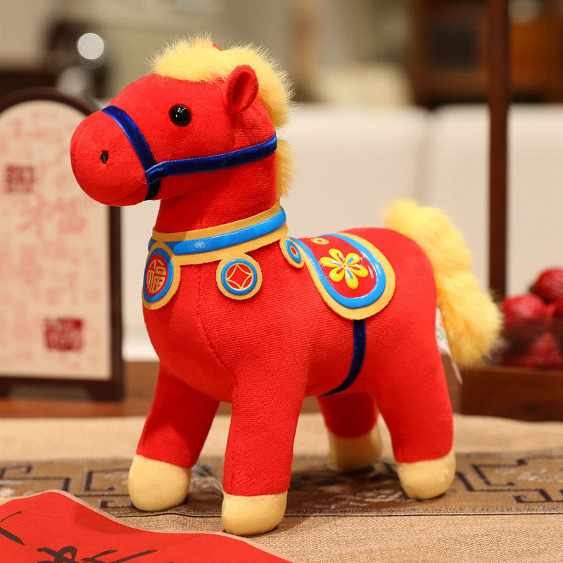 Nimara Ritual Year of the Horse Bamboo Dragon Lotus Phoenix Plush Doll Home Decoration