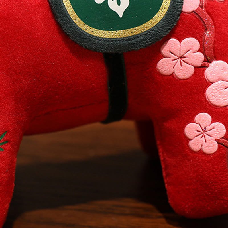 Nimara Ritual Year of the Horse Bamboo Dragon Lotus Phoenix Plush Doll Home Decoration