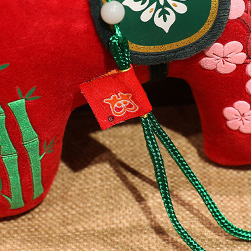 Nimara Ritual Year of the Horse Bamboo Dragon Lotus Phoenix Plush Doll Home Decoration