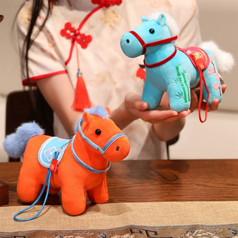 Nimara Ritual Year of the Horse Bamboo Dragon Lotus Phoenix Plush Doll Home Decoration